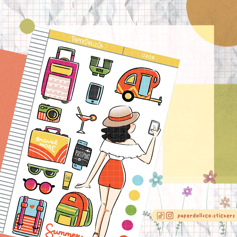 Summer Travel Planner PaperDollzCo Collection Stickers | C409