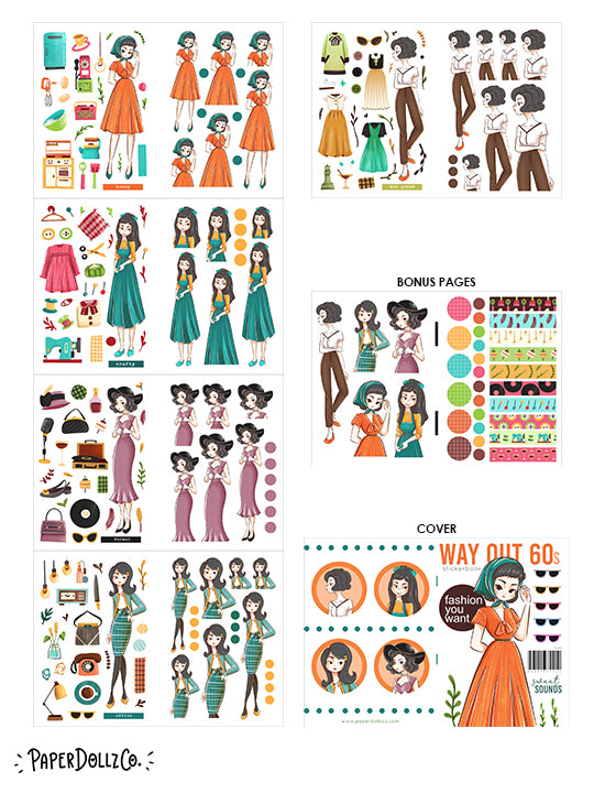 Way Out 60s | Planner Sticker Book | CB016