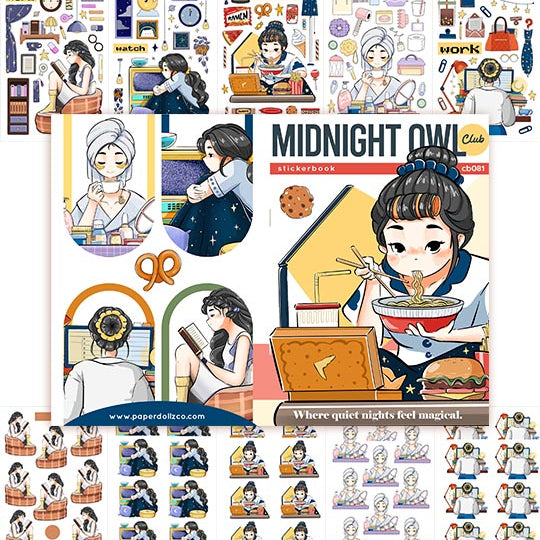Night Owl Club | PaperDollzCo | Sticker Book | CB081