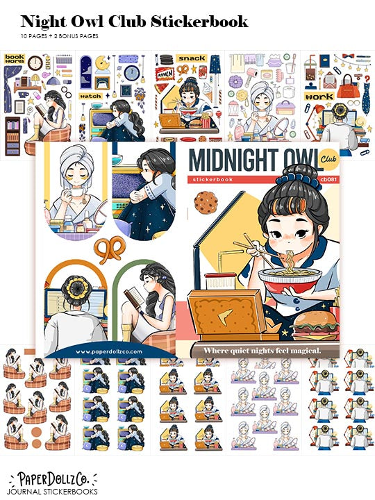 Night Owl Club | PaperDollzCo | Sticker Book | CB081