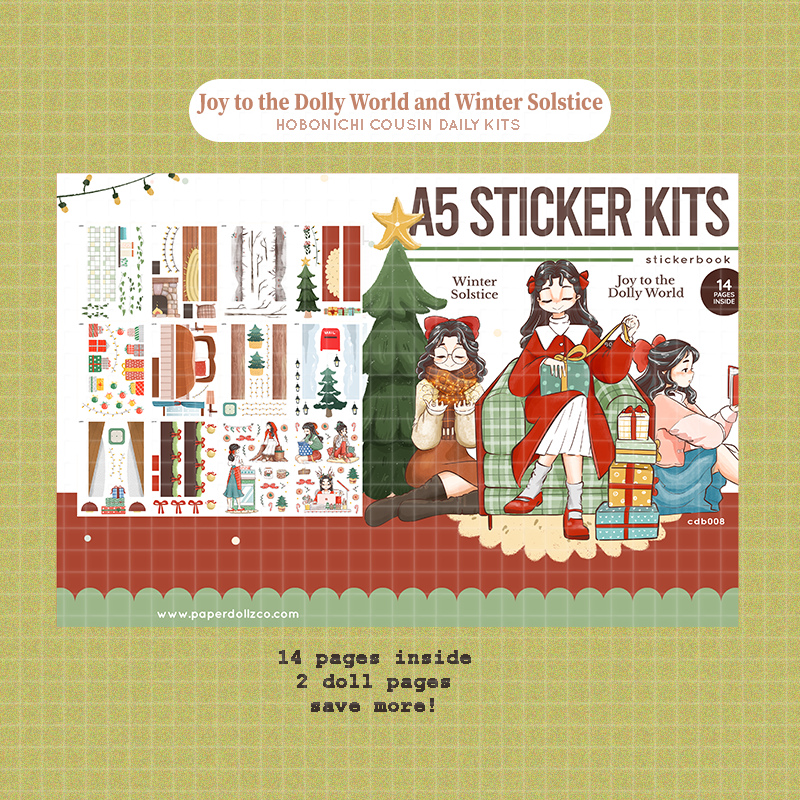 Joy to the Dolly World and Winter Solstice | A5 Kits Sticker Book | CDB008