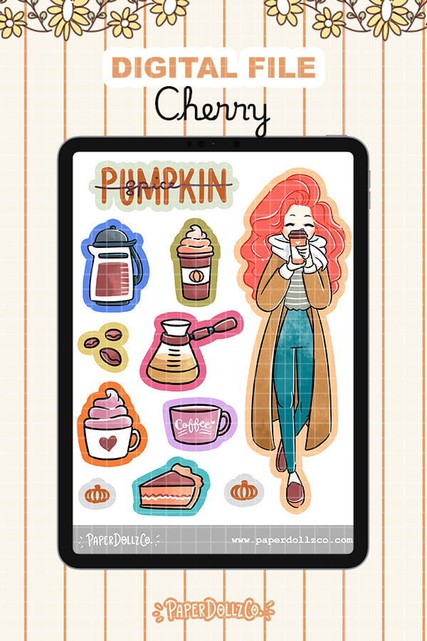 Pumpkin Spice Digital File | Cherry | PaperDollzCo