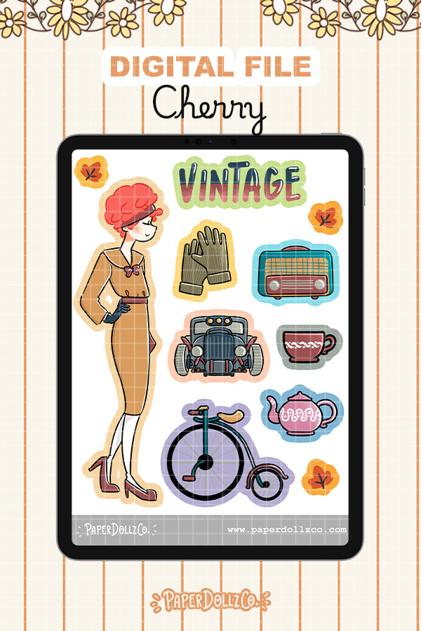 Vintage Digital File | Cherry | PaperDollzCo