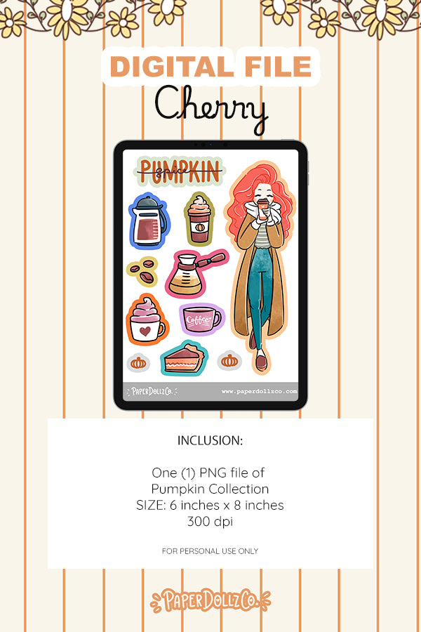 Pumpkin Spice Digital File | Cherry | PaperDollzCo