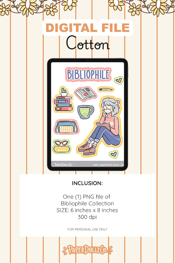 Bibliophile Digital File | Cotton | PaperDollzCo