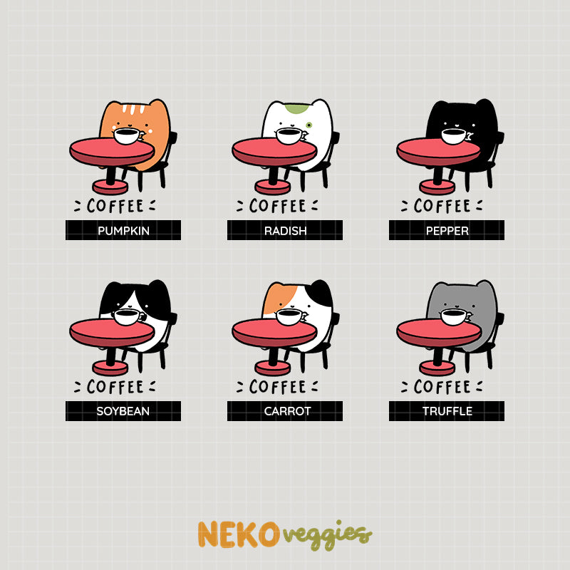 Coffee | Activity | Neko Veggies Sticker | nv002