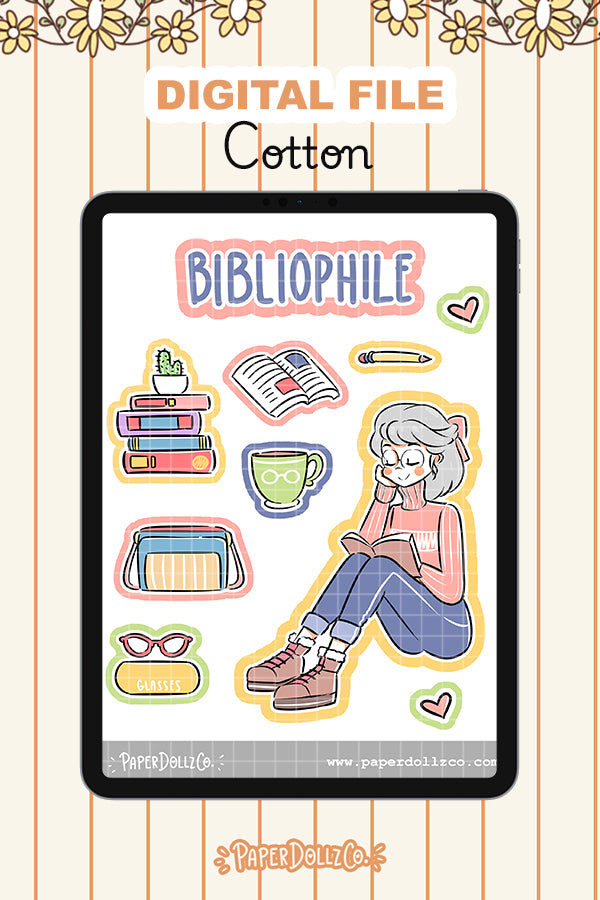 Bibliophile Digital File | Cotton | PaperDollzCo