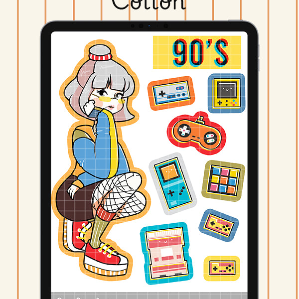 90s Digital File | Cotton | PaperDollzCo