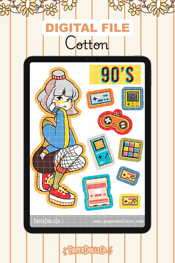 90s Digital File | Cotton | PaperDollzCo