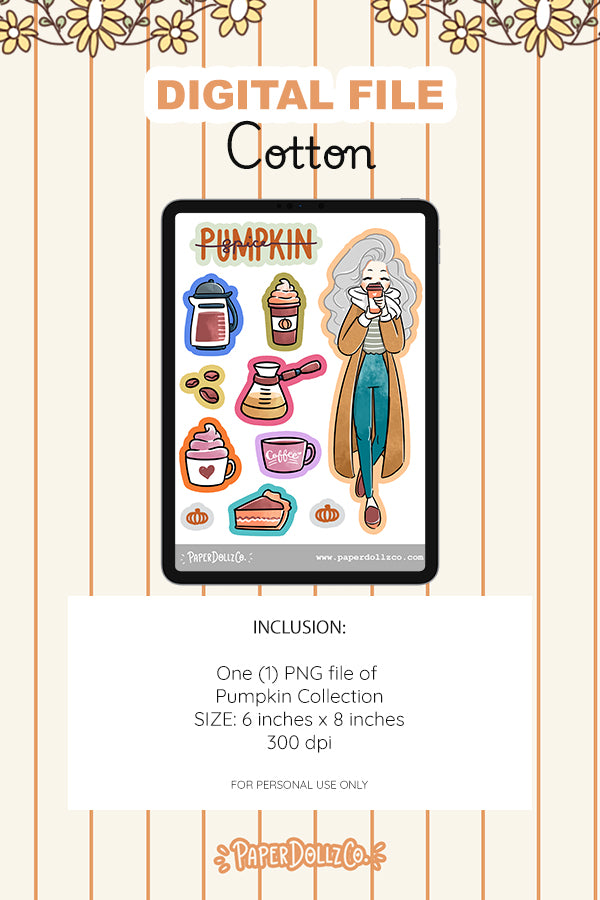 Pumpkin Spice Digital File | Cotton | PaperDollzCo