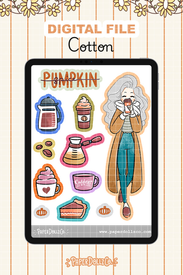 Pumpkin Spice Digital File | Cotton | PaperDollzCo