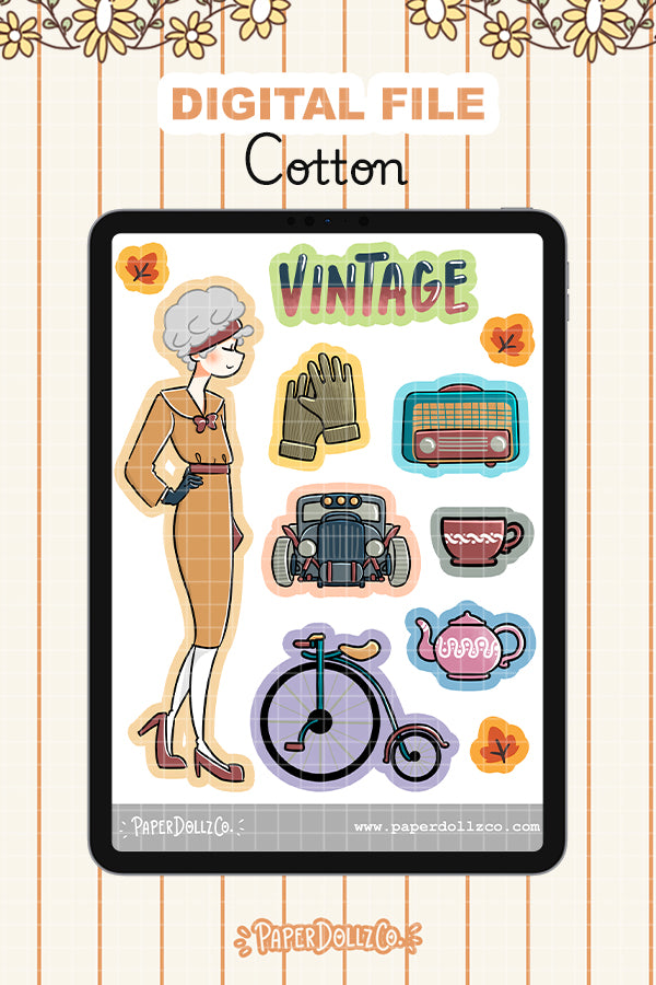 Vintage Digital File | Cotton | PaperDollzCo