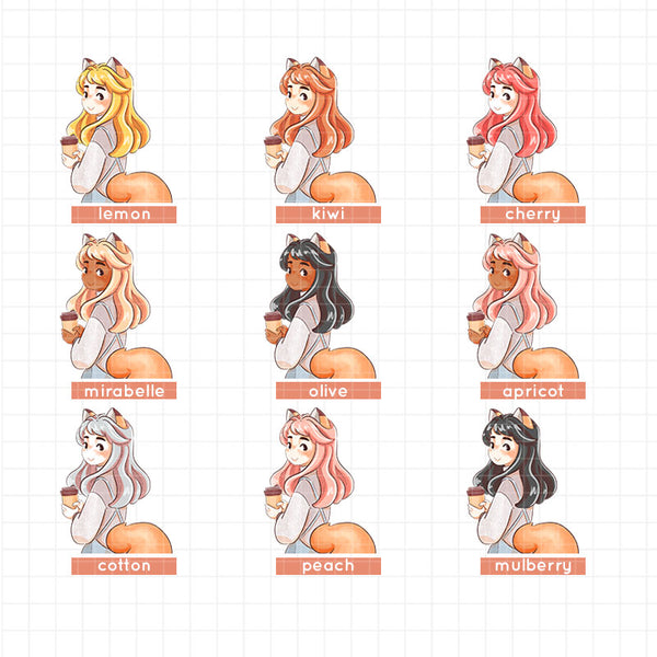 Fox Fluffy Tails Hobonichi A6 Daily Sticker Kit - a063