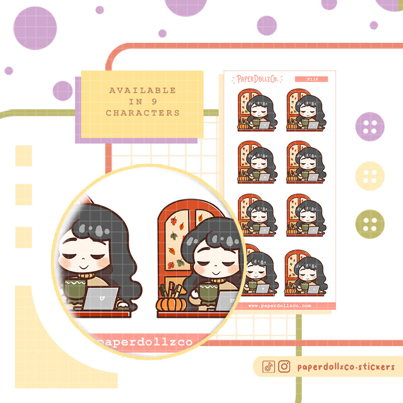 Autumn Work PaperDollzCo Planner Stickers | f136