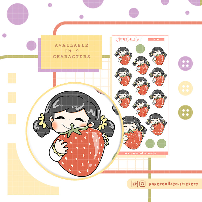 Spring Strawberry PaperDollzCo Planner Stickers | f149