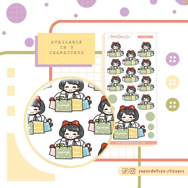 Activity Time Sticker Shopping Time | PaperDollzCo | Activity Stickers | f164