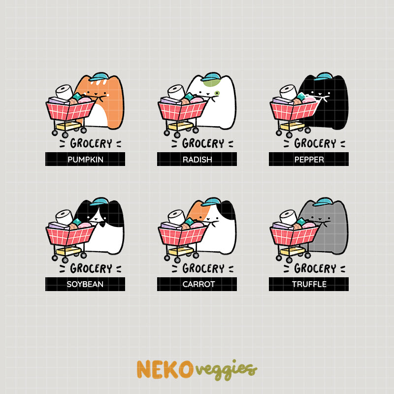 Grocery | Activity | Neko Veggies Sticker | nv004