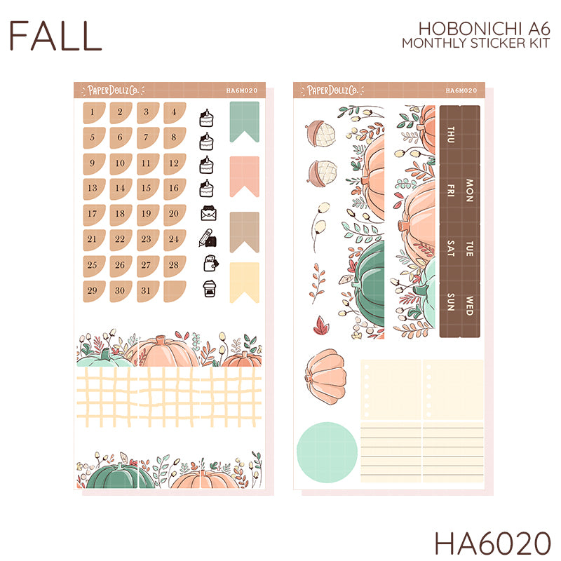 Fall | Hobonichi A6 Monthly Stickers | HA6M020