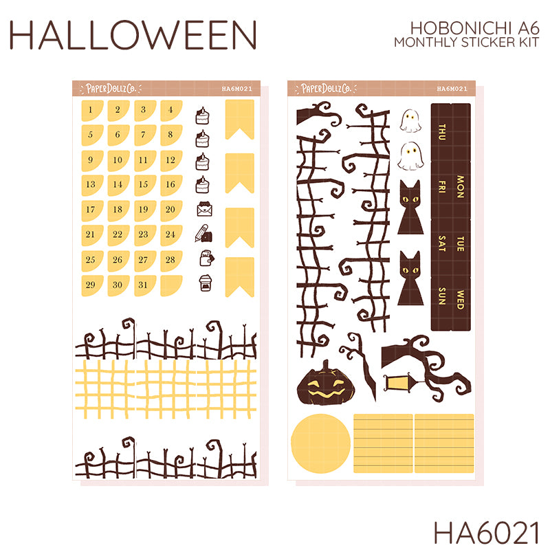 Halloween | Hobonichi A6 Monthly Stickers | HA6M021