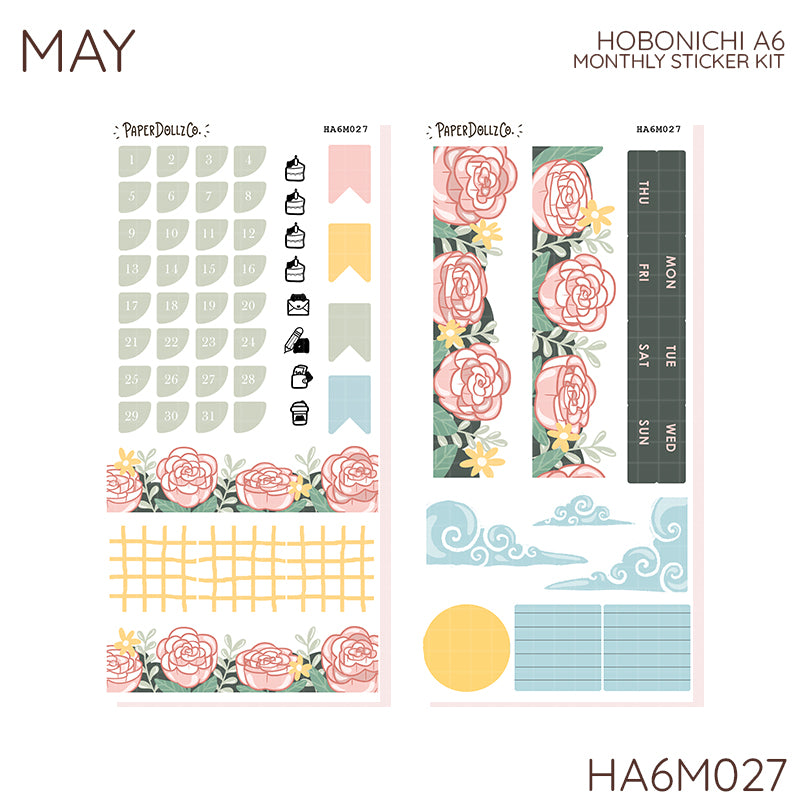 2027 Hobonichi Monthly Stickers | A6 Planner Kit | Monthly Journal Sticker