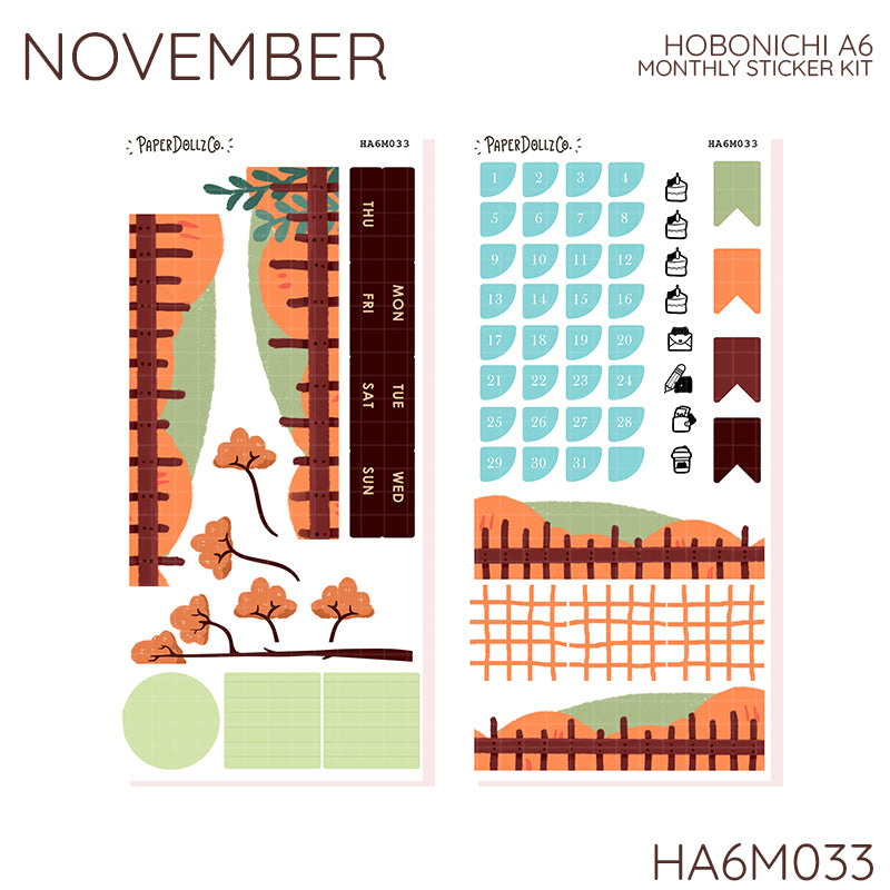 2027 Hobonichi Monthly Stickers | A6 Planner Kit | Monthly Journal Sticker
