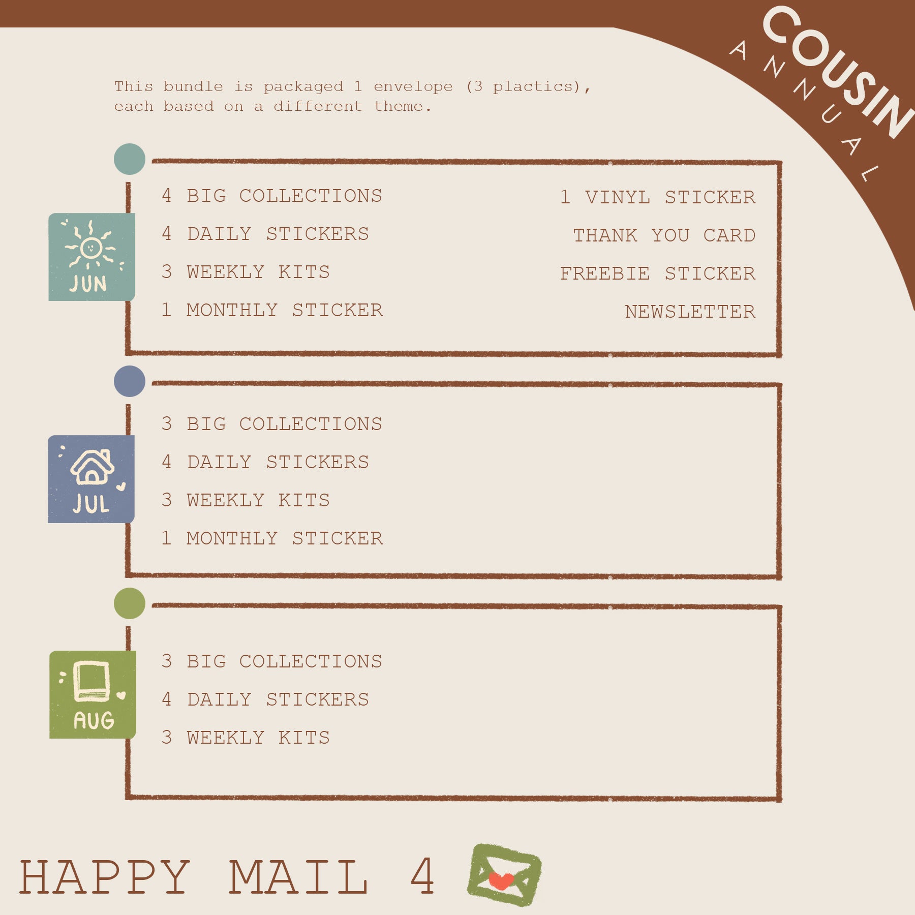 Annual Lite |  Hobonichi Cousin | Dear Dolly Snail Mail Subscription