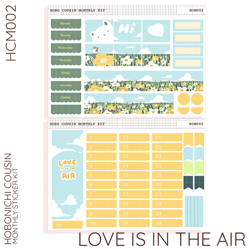 Love is in the Air | Hobonichi Cousin Monthly Kit Sticker - HCM002
