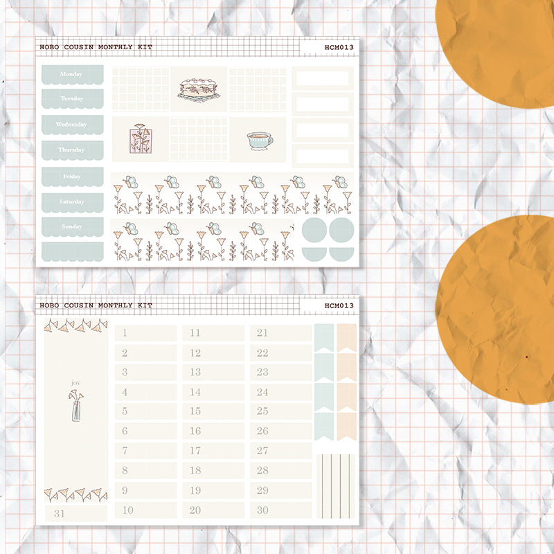 Minimalist | Hobonichi Cousin Monthly Stickers (set of 2) | Hcm013