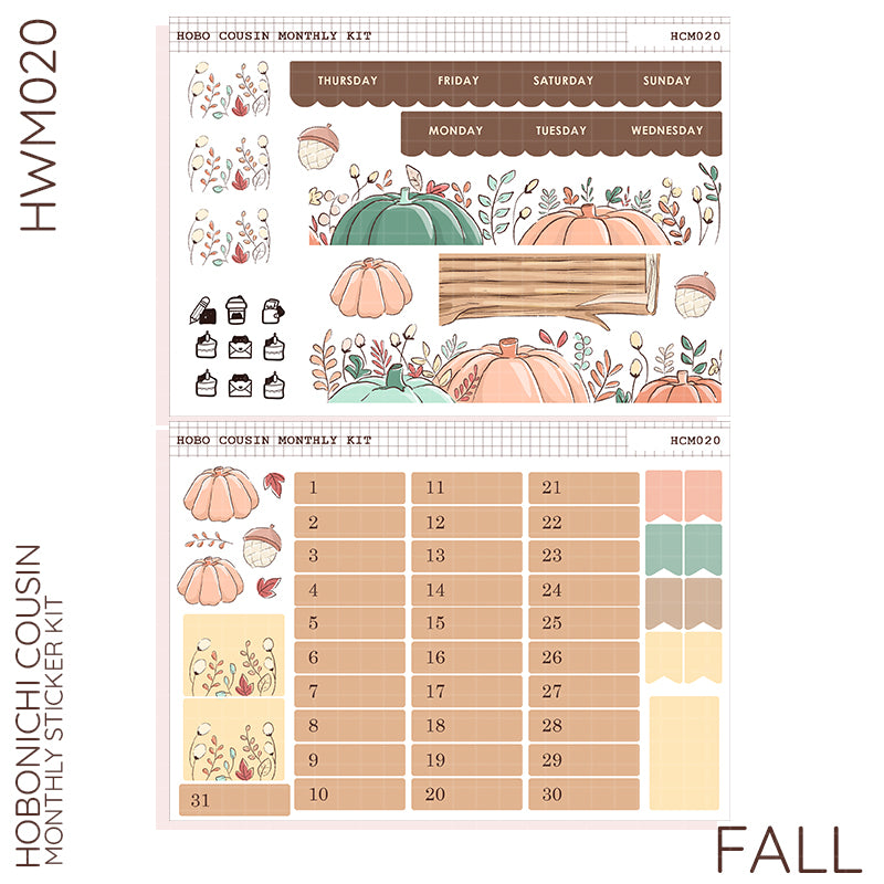Fall | Hobonichi Cousin Monthly Stickers | HCM020