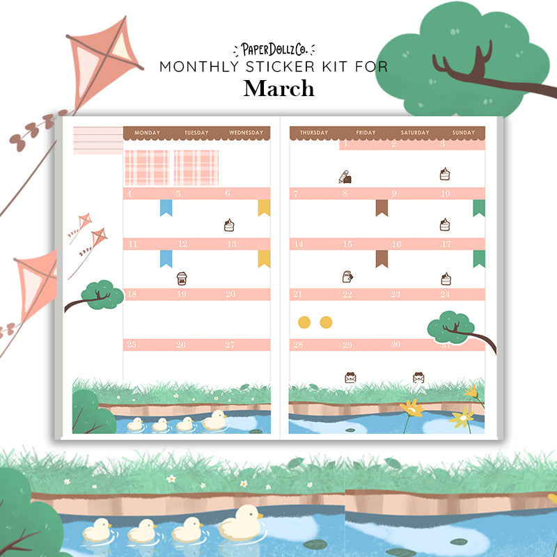 2027 Hobonichi Monthly Stickers | COUSIN/ A5 Planner Kit | Monthly Journal Sticker