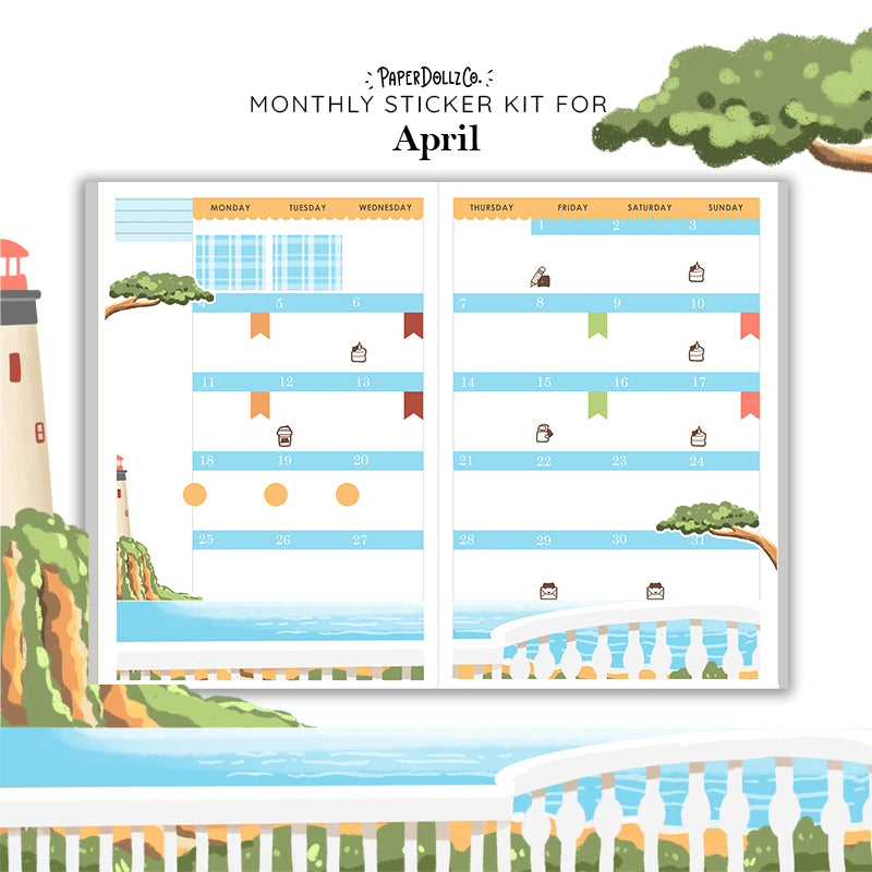 2027 Hobonichi Monthly Stickers | COUSIN/ A5 Planner Kit | Monthly Journal Sticker