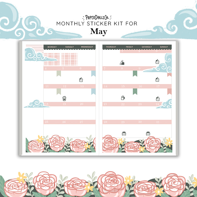 2027 Hobonichi Monthly Stickers | COUSIN/ A5 Planner Kit | Monthly Journal Sticker