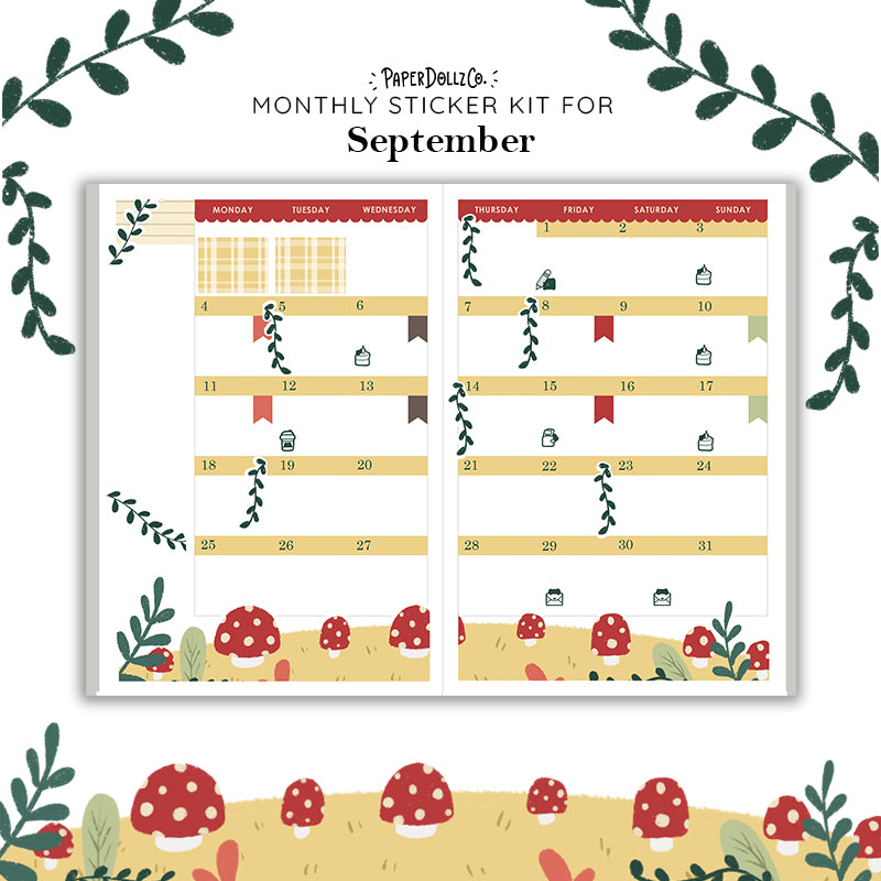 2027 Hobonichi Monthly Stickers | COUSIN/ A5 Planner Kit | Monthly Journal Sticker