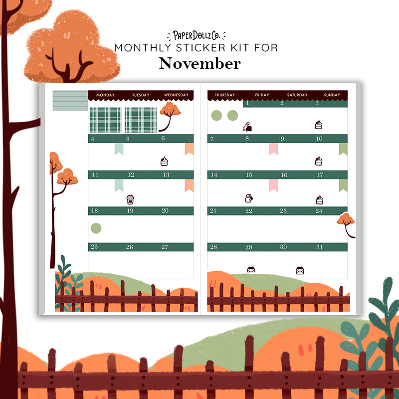 2027 Hobonichi Monthly Stickers | COUSIN/ A5 Planner Kit | Monthly Journal Sticker