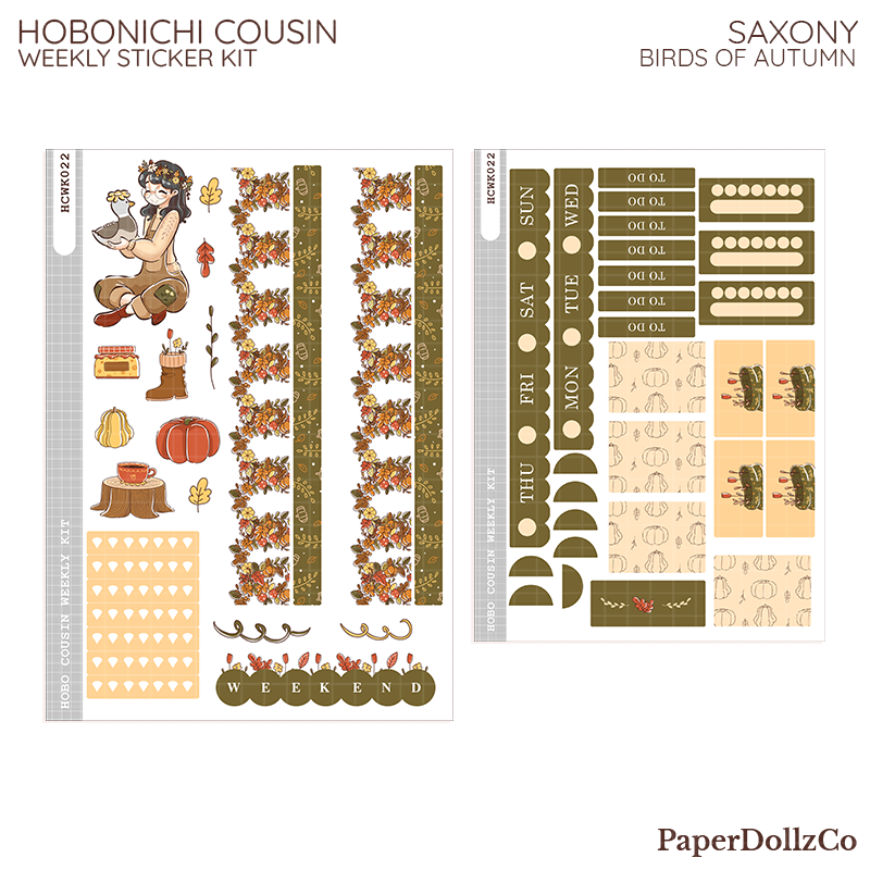 Saxony ( Birds of Autumn ) Hobonichi Cousin Weekly Kit - hcwk022