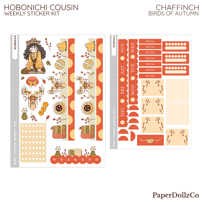 Chaffinch ( Birds of Autumn ) Hobonichi Cousin Weekly Kit - hcwk024