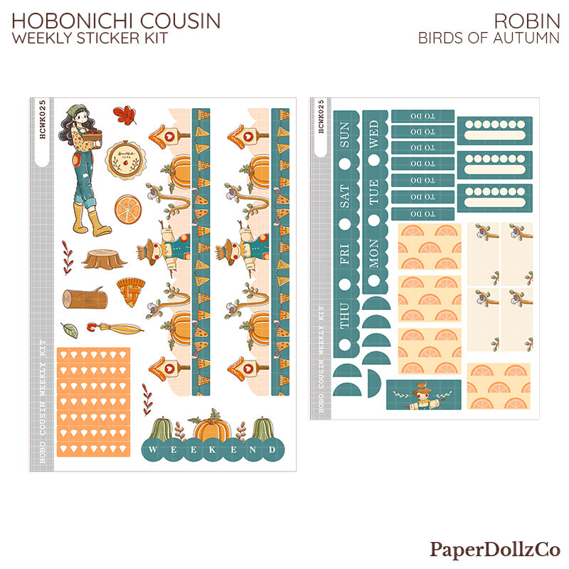 Robin ( Birds of Autumn ) Hobonichi Cousin Weekly Kit - hcwk025