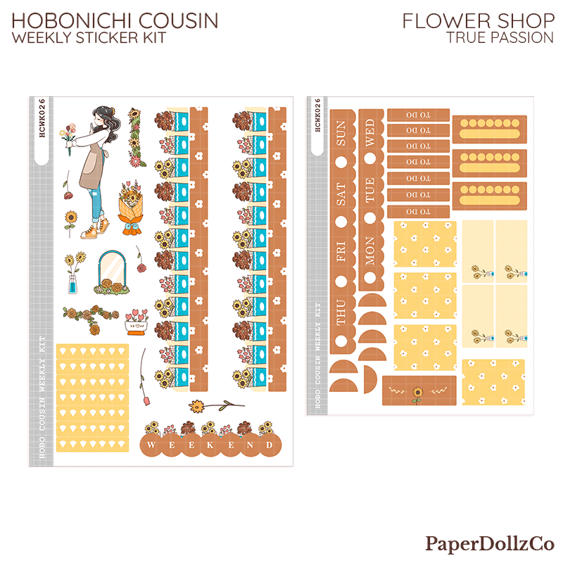 Flower Shop ( True Passion ) Hobonichi Cousin Weekly Kit - hcwk026
