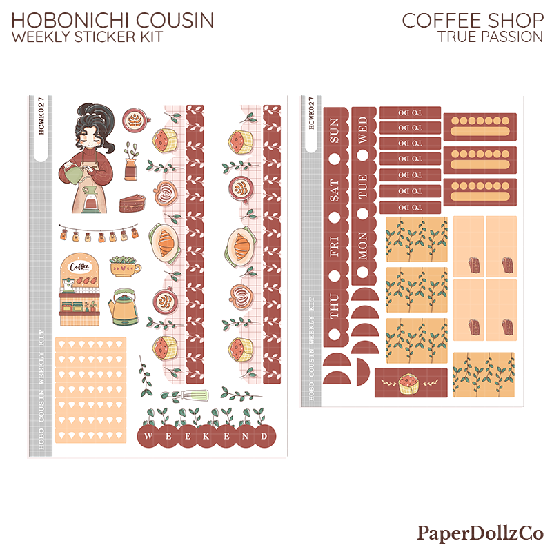 Coffee Shop ( True Passion ) Hobonichi Cousin Weekly Kit - hcwk027