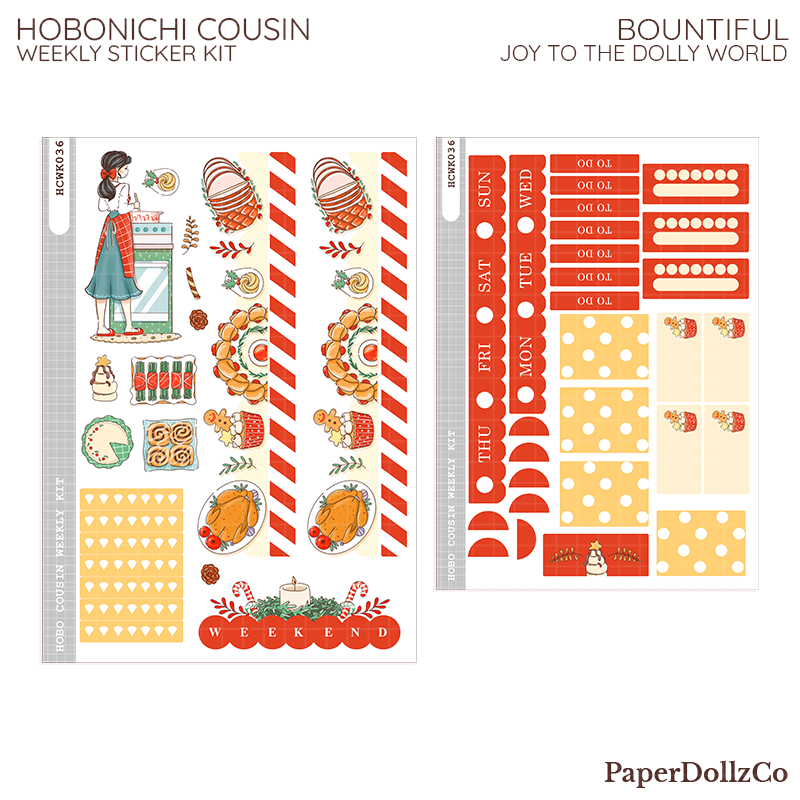 Bountiful Joy to the Dolly World Hobonichi Cousin Weekly Kit - hcwk036