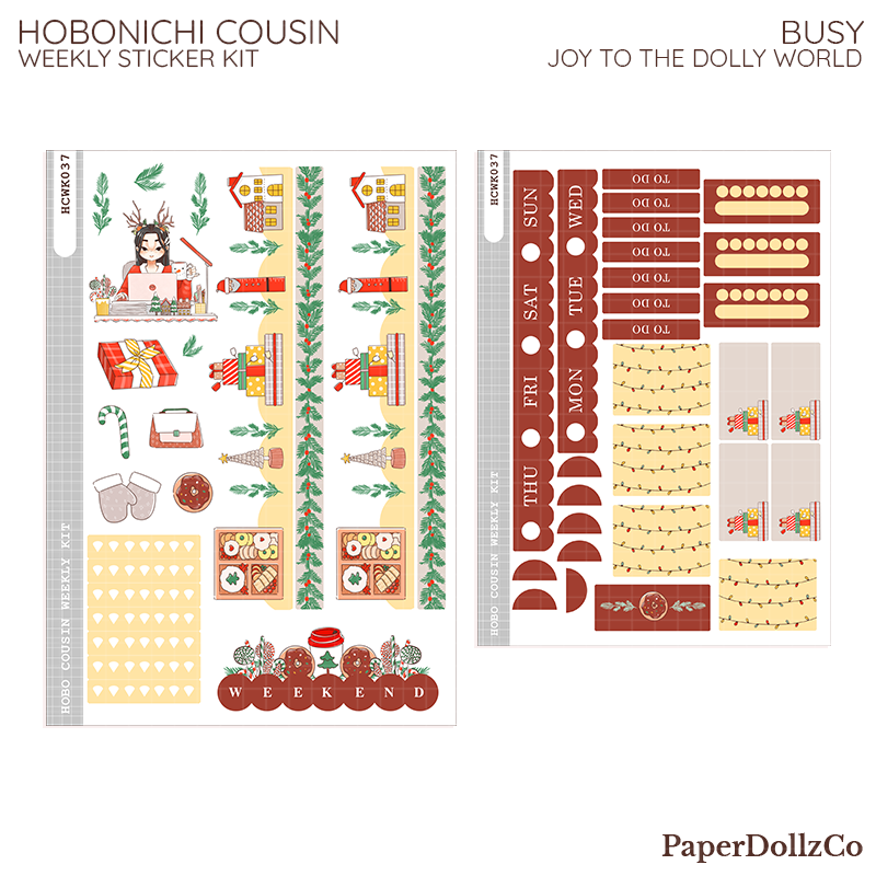 Busy Joy to the Dolly World Hobonichi Cousin Weekly Kit - hcwk037