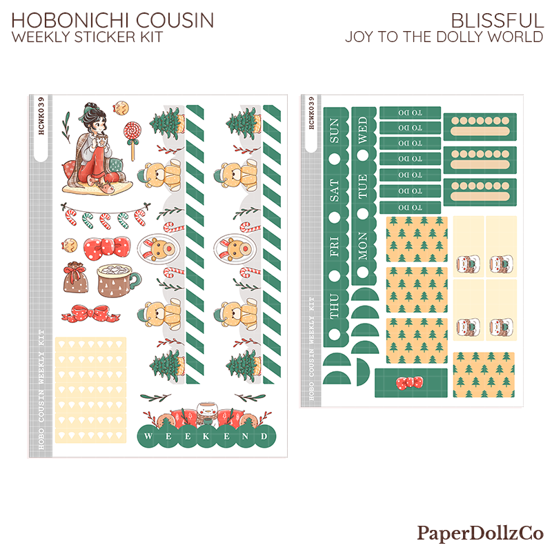 Blissful Joy to the Dolly World Hobonichi Cousin Weekly Kit - hcwk039