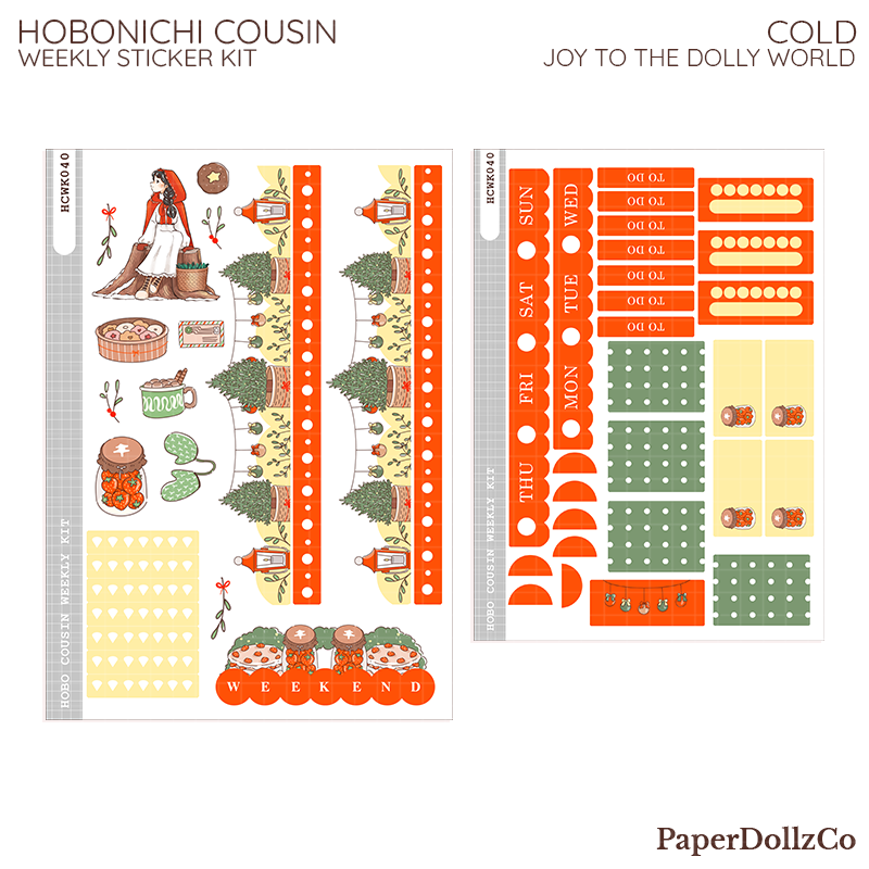 Cold Joy to the Dolly World Hobonichi Cousin Weekly Kit - hcwk040