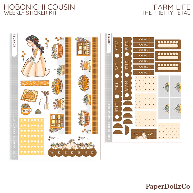 Farm life Pretty Petal Hobonichi Cousin Weekly Kit - hcwk041