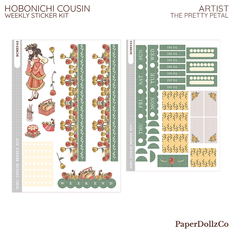 Artist Pretty Petal Hobonichi Cousin Weekly Kit - hcwk042