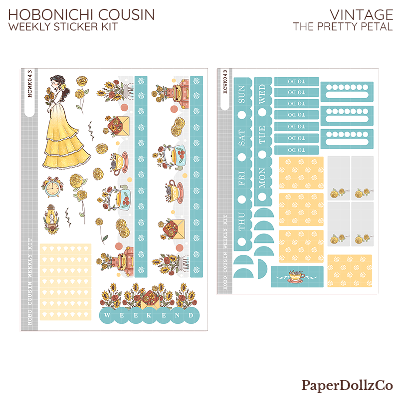 Vintage Pretty Petal Hobonichi Cousin Weekly Kit - hcwk043