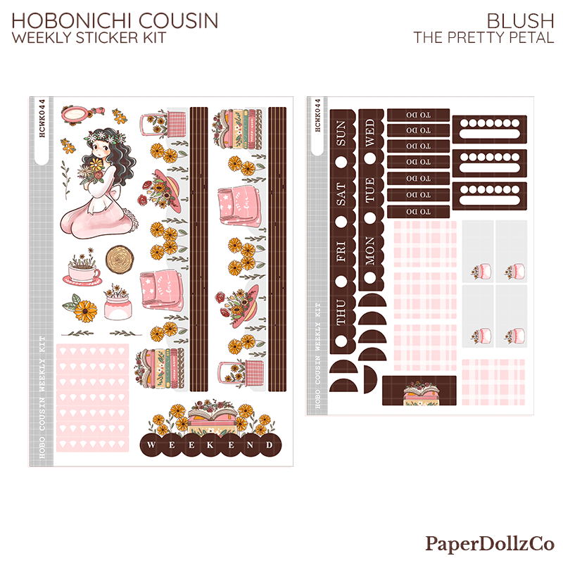 Blush Pretty Petal Hobonichi Cousin Weekly Kit - hcwk044