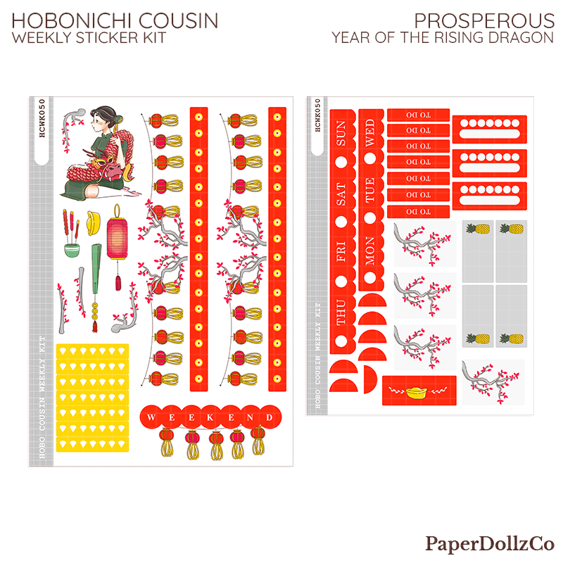Prosperous Year of the Rising Dragon Hobonichi Cousin Weekly Kit - hcwk050