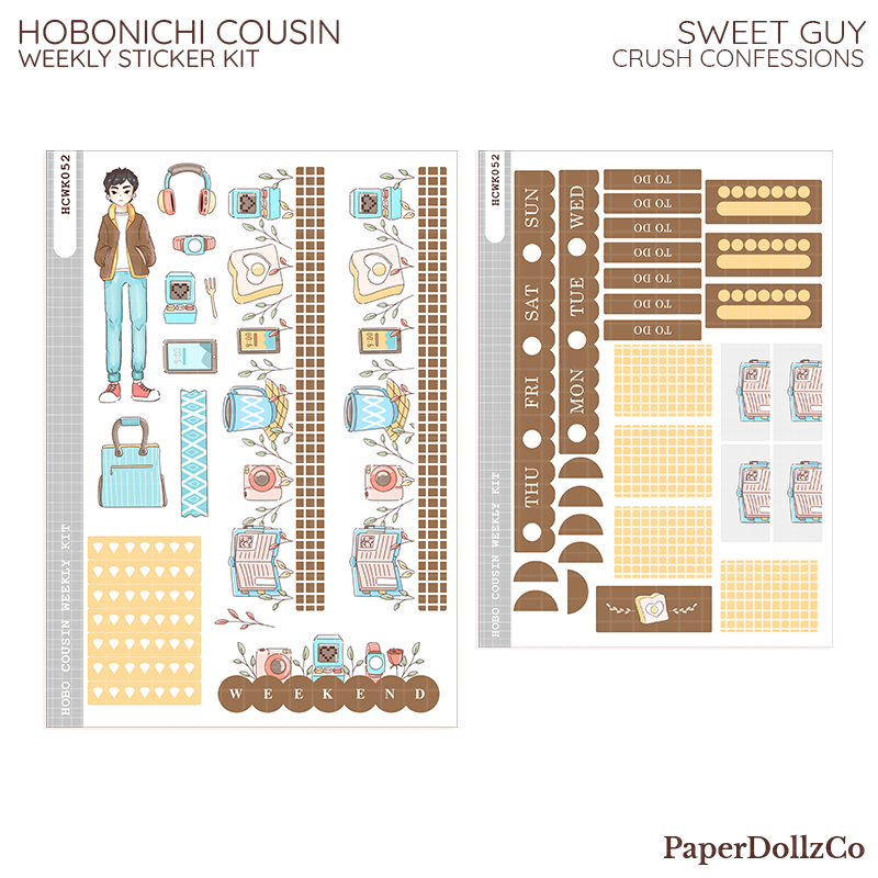 Sweet Guy Crush Confessions Hobonichi Cousin Weekly Kit - hcwk052