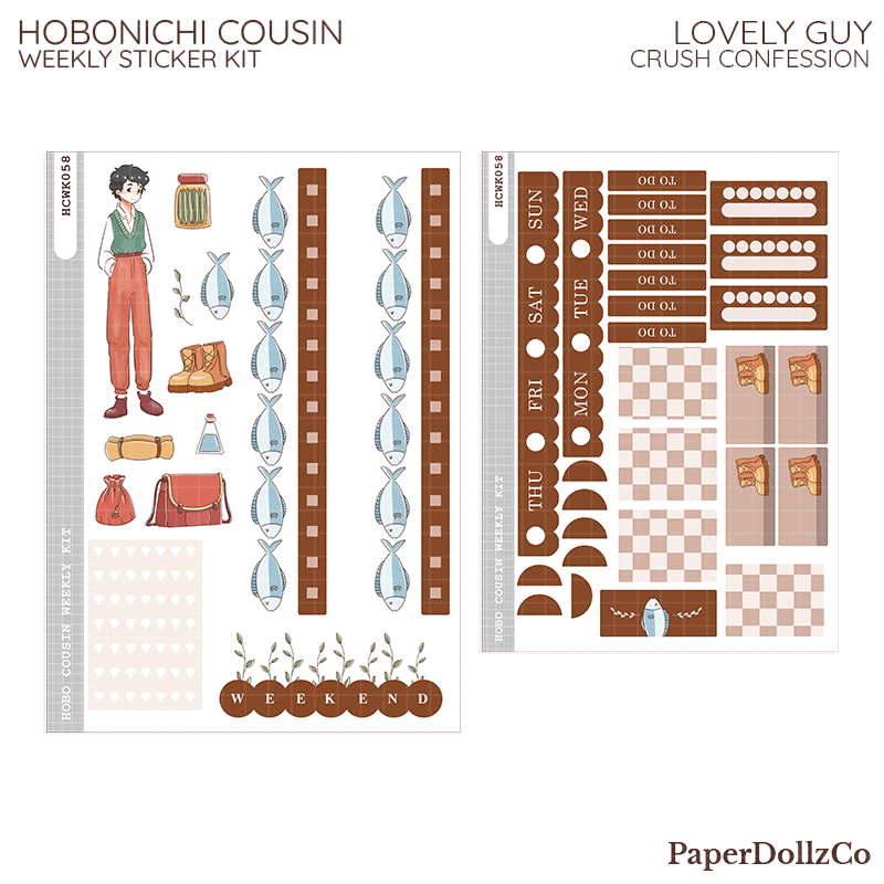 Lovely Guy Crush Confessions Hobonichi Cousin Weekly Kit - hcwk058